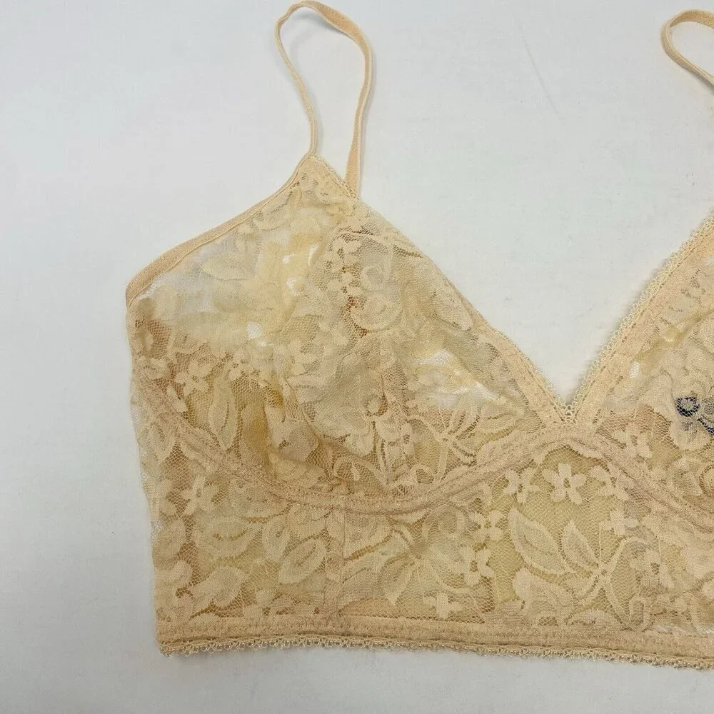 INC International Concepts Womens Small Lace Bralette Lingerie Almond Latte 2686